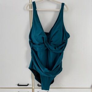 Smismivo Teal One-Piece Swimsuit Tummy Control Women XXL Summer Outdoor Beach